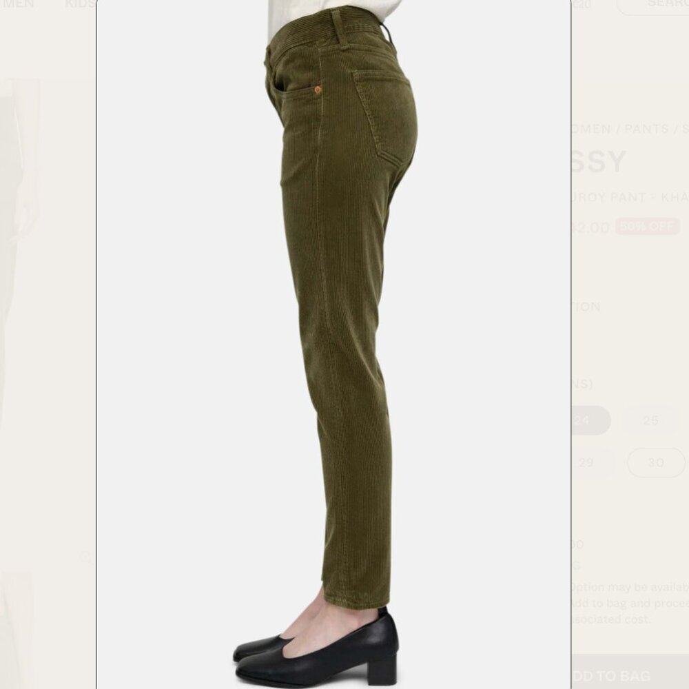 Moussy Vintage Ailey Corduroy Pant Olive Green Women's 27 Japan Skinny Straight - Picture 15 of 15